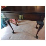 Chippendale Style Gate-leg Game/Console Table w ball & claw feet & single drawer. L 32”xW 16” x H 29”