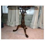 Round Pedestal Tilt-top Table with glass protective cover. 30” x 30” x H 27”
