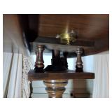 Round Pedestal Tilt-top Table with glass protective cover. 30” x 30” x H 27”