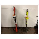 Ryobi easy-edge, battery powered hedge trimmer (Battery not included); Black and Decker Grass Hog 12” plug in Weed Wacker