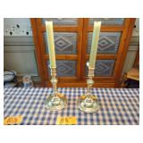4 Baldwin Brass Candlestick Holders; 10 1/2" 2- 8 1/2", 9"
