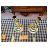 4 Baldwin Brass Candlestick Holders; 10 1/2" 2- 8 1/2", 9"