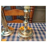 4  Baldwin Brass candlestick holders 3 are 6” tall and 1 is 4” tall