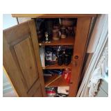 2 Wood Jelly Cabinets with turn-button latch, interior shelves. H 51 ½” x W 12 ½” x L 22