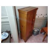 2 Wood Jelly Cabinets with turn-button latch, interior shelves. H 51 ½” x W 12 ½” x L 22
