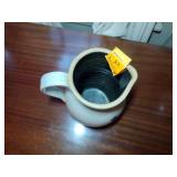 2 Rowe Pottery Works Salt Glazed large pitchers 1987 & 1988: 11” t & 8 ½” t