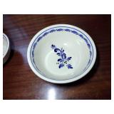 9 pottery pieces: Williamsburg Pottery 2 crocks; 2 pitchers; coffee cup; 3 Serving bowls; BBP coffee mug