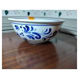 9 pottery pieces: Williamsburg Pottery 2 crocks; 2 pitchers; coffee cup; 3 Serving bowls; BBP coffee mug