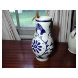 9 pottery pieces: Williamsburg Pottery 2 crocks; 2 pitchers; coffee cup; 3 Serving bowls; BBP coffee mug