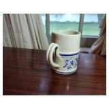 9 pottery pieces: Williamsburg Pottery 2 crocks; 2 pitchers; coffee cup; 3 Serving bowls; BBP coffee mug