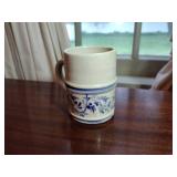 9 pottery pieces: Williamsburg Pottery 2 crocks; 2 pitchers; coffee cup; 3 Serving bowls; BBP coffee mug