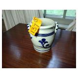 9 pottery pieces: Williamsburg Pottery 2 crocks; 2 pitchers; coffee cup; 3 Serving bowls; BBP coffee mug