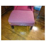 Wing back upholstered chair and ottoman. Chair measures H 44” x W 26” x L 28 ½”