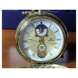 Croton Ltd Edition Pocket watch with stand and case. Dial includes a moon phase