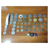 86 count Coin (U.S. and Canada) / Token collection and military tie tacks.