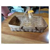 1989 Longaberger Medium Gathering Basket Signed "TCT 11", 17 ¾” l x 11 ¾” w x 4 ½” deep