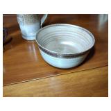 Williamsburg C4W pottery 10 pcs: One bowl 6 ½” diam.x 3 ¼” t, 8 cups 3 ½” t, one 1991 stein 5 “ t