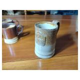 Williamsburg C4W pottery 10 pcs: One bowl 6 ½” diam.x 3 ¼” t, 8 cups 3 ½” t, one 1991 stein 5 “ t