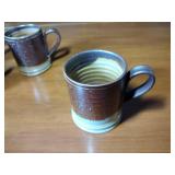 Williamsburg C4W pottery 10 pcs: One bowl 6 ½” diam.x 3 ¼” t, 8 cups 3 ½” t, one 1991 stein 5 “ t