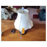 Makkum wall plates two-11 ½” diam, 8” diam., 6 ½” diam., Delft Ginger Jar 11”t, lamp w/ shade