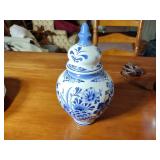 Makkum wall plates two-11 ½” diam, 8” diam., 6 ½” diam., Delft Ginger Jar 11”t, lamp w/ shade