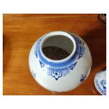 Makkum wall plates two-11 ½” diam, 8” diam., 6 ½” diam., Delft Ginger Jar 11”t, lamp w/ shade