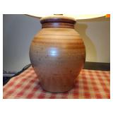 2 Colonial Williamsburg Rowe Pottery pcs: 13”t Restoration Pot;  Lamp 16” t with shade.