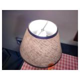 2 Colonial Williamsburg Rowe Pottery pcs: 13”t Restoration Pot;  Lamp 16” t with shade.