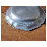 17 metal pieces: Pewter wall candle sconces. Pewter oval platter, Royal Holland syrup pitcher