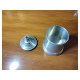 17 metal pieces: Pewter wall candle sconces. Pewter oval platter, Royal Holland syrup pitcher