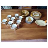 Pottery: Emile Henry France dish;  Drip Pottery Bowl; 2003 ESC Trading Co. Dinnerware by David Harden