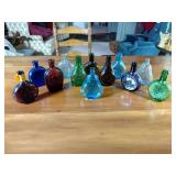 Museum Edition LTD colored glass flasks / figural bottles. Inspect for details