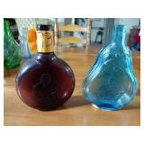 Museum Edition LTD colored glass flasks / figural bottles. Inspect for details