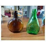 Museum Edition LTD colored glass flasks / figural bottles. Inspect for details