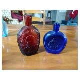 Museum Edition LTD colored glass flasks / figural bottles. Inspect for details