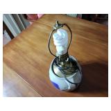Salmon Falls 2000 stoneware salt glazed pottery lamp with shade 6 ½” t x 8 ¼” w