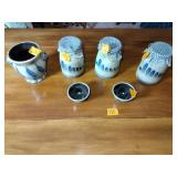 6 pcs.  Rowe Pottery Works salt glazed Stoneware Crocks