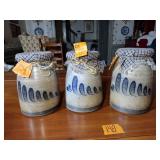 6 pcs.  Rowe Pottery Works salt glazed Stoneware Crocks