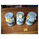 6 pcs.  Rowe Pottery Works salt glazed Stoneware Crocks
