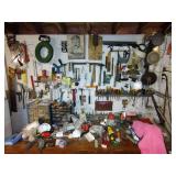 Tools as pictured:saws, hammers, screwdrivers, files, wrenches, storage organizers, pliers, combo square