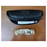 Machete with decorative sheath; 10-point Buck collectors knife by the Franklin Mint