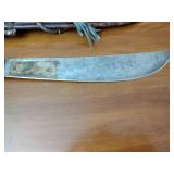 Machete with decorative sheath; 10-point Buck collectors knife by the Franklin Mint