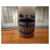 (2) 2002 Salmon Falls Stoneware Lamps with shades, blueberry basket design