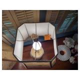 (2) 2002 Salmon Falls Stoneware Lamps with shades, blueberry basket design