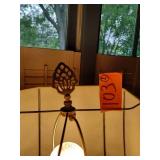 (2) 2002 Salmon Falls Stoneware Lamps with shades, blueberry basket design