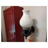 Fenton white hobnail globe wall sconce with cord
