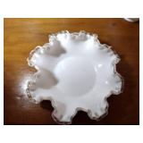 4 Fenton Silver Crest : Bon-bon dish, Rose bowl, Spanish Lace Vase, Pedestal dish