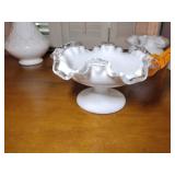 4 Fenton Silver Crest : Bon-bon dish, Rose bowl, Spanish Lace Vase, Pedestal dish