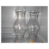 2 Williamsburg Colonial Hurricane glass shade 18” t with Baldwin brass candlestick holders 7 ½” t