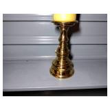 2 Williamsburg Colonial Hurricane glass shade 18” t with Baldwin brass candlestick holders 7 ½” t